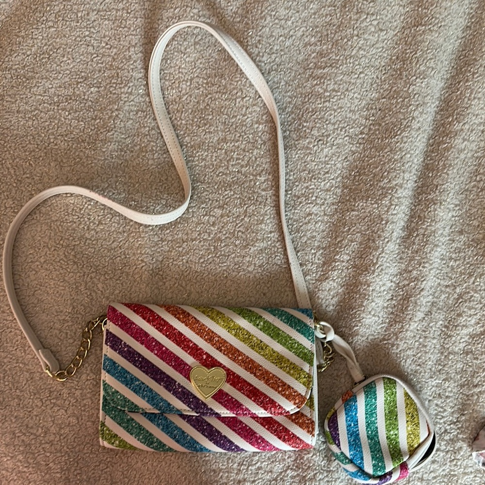 Betsey Johnson Rainbow Crossbody Bag with Festive Design